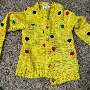 Lola + The Boys Yellow Knit Kids Cardigan with Colorful Dots